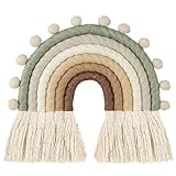 FANXIYA Regenbogen Wandbehang Kinderzimmer Handgewebte Makramee Regenbogen Wanddeko mit Ball Boho für Kinderschlafsaal Deko Bohomian babyzimmer (Bunt 1)