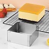 Guowall Tortenring Verstellbare, Backform Rechteckig aus Edelstahl Backrahmen Tortenrahmen für Mousses Kuchen (10cm)