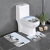 ASEELO Badteppich-Set, Motiv: Junge Pinguine mit Schnee, rutschfest, ultraweich, mit U-förmiger Matte, Wohnzimmerteppich, 3-teilig