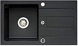 LINDBERGH® Granitspüle 'SOP11' Schwarz Einbauspüle Küchenspüle Spüle Spülbecken + DREHEXCENTER - Verbundstoffe MADE IN GERMANY