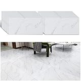 VEELIKE PVC Bodenbelag Selbstklebend Bodenfliesen Weiss Marmor Vinyl Fliesen Klebefliesen Boden Vinylboden Fliesenoptik Fußbodenbelag Fliesenaufkleber Boden Bad Küchen Garage 60cm×30cm 24 Stück