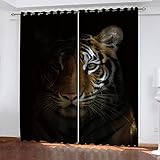 Hundnsney Vorhänge Wohnzimmer Modern Blickdicht 2Er Set 3D Tiertiger Kreativ Muster Schlaufenschal Verdunkelungsvorhang Vorhänge Lärmminderung Gardinen Fensterdekoration 260X280cm(HxB)