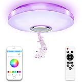 RGB LED Deckenleuchte 36W Deckenlampe Dimmbar mit Bluetooth Lautsprecher Partylicht Farbwechsel Lampe mit Fernbedienung und APP Steuerung für Weihnachten Wohn-/Schlafzimmer Kinderzimmer Badezimmer