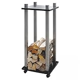 Kaminholzregal / Holzablage mit Rollen Edelstahl 101 cm