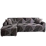 Feilaxleer Sofa Überwürfe Sofabezug Elastische für L Form Sofa Rechts/Links,Sofabezug Ecksofa Spannbezug(3 Sitzer+3 Sitzer,D)