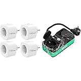 meross WLAN Steckdose, Smart Plug kompatibel mit Alexa, 4pcs & Smart Steckdose, Meross WLAN Steckdose Outdoor, Außensteckdose mit 2 Ausgänge, wasserdichte IP44, funktioniert mit HomeKit, 16A