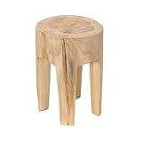 CREEDWOOD Runder Teak HOCKER Fino | Teakholz, 40x30 cm | Holzhocker, Pflanzenhocker, Baumstamm Hocker, Wurzeholz Beistelltisch, Blumen Hocker, Schemel