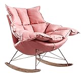 NOALED Liegestühle, Freizeit-Schaukelstühle, Heim-Balkon-Lounge-Stuhl, Stoff-Schaukelstuhl für Erwachsene, einfacher Nickerchen-Stuhl, fauler Lounge-Stuhl, Sofa-Stuhl (Farbe: Rosa, Größe: