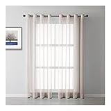 Gardine Schlafzimmer, Polyester Reine Farbe Netz Voile Scher Vorhang Halbtransparent, Kristallgrau, H138 x B86 cm