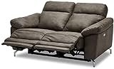 Ibbe Design Braun Stoff 2er Sitzer Relaxsofa Couch mit Elektrisch Verstellbar Relaxfunktion Heimkino Sofa Doha mit Fussteil, Federkern, 162x96x101 cm