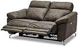 Ibbe Design Braun Stoff 2er Sitzer Relaxsofa Couch mit Elektrisch Verstellbar Relaxfunktion Heimkino Sofa Doha mit Fussteil, Federkern, 162x96x101 cm