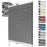HOMEDEMO Wabenplissee ohne Bohren Klemmfix Verdunklung Thermo Zweifarbig Grau 60x200cm(BxH) Plissee Faltrollo 100% Blickdicht, Sonnenschutz & Schallschutz Plisseerollo für Fenster & Tür
