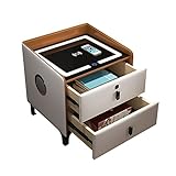 Smarter Nachttisch, modische Nachttische mit Aufladung und Fingerabdruck-Entriegelung, Lautsprecher, Nachttische mit 2 Schubladen für Schlafzimmer, Wohnzimmer (Farbe: A)