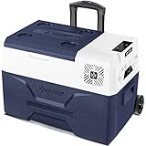 KESSER® Kompressor Kühlbox elektrisch Gefrierbox, 30 Liter Mit APP-Steuerung USB-Anschluss 12/24 V 230V, Teleskopstange Räder Kühlschrank Kühlung bis -20 °C für Auto, Lkw, Boot, Reisemobil, Camping
