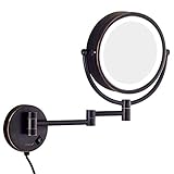 An der Wand befestigter Schminkspiegel, klappbarer Badezimmer-Kosmetikspiegel mit Vergrößerung, mit Schalterstecker (Color : Noir, Size : 7X)