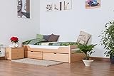 Einzelbett/Funktionsbett 'Easy Premium Line' K1/1n inkl 2 Schubladen und 2 Abdeckblenden, 90 x 200 cm Buche Vollholz massiv Natur