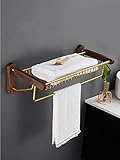 OusIka Badezimmertuchregal Wandhandtuchhalter, Badezimmerzubehör Aluminium, Walnusshandtuchregal, Handtuchhalter, Badezimmerregal/Handtuchregal a/a