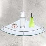 Esyogen Duschregal Badregal 6mm Hartglas Glasablage für Badezimmer Regal,mit 2 Klammer,Edelstahl Duschablage für Küche Wohnzimmer Badezimmer,bis 6 kg