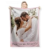 Personalised Photo Blanket with Own Photo Text Collage, Fotodecke, Personalisierte Decke mit Foto, Friends, Family, Father, Mother, Children, Gift for Birthday, Christmas, Wedding, Anniversary