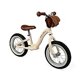 Janod - Metal Balance Bike - Vintage Retro Look - Learning Balance and Independence - Adjustable Saddle, Inflatable Tires - Bag Included - Beige Color - For children from the Age of 3, J03294