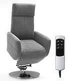 Cavadore TV-Sessel Cobra mit 2 E-Motoren und Aufstehhilfe / Elektrisch verstellbarer Fernsehsessel mit Fernbedienung / Relaxfunktion, Liegefunktion / bis 130 kg / L: 71 x 112 x 82 / Hellgrau