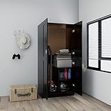 JUNZAI Kleiderschrank, Schlafzimmerschrank, Kleiderschränke, Garderobenschrank, Ordnungssystem Kleiderschrank, Haushaltsschrank, Schwarz 82,5x51,5x180 cm Spanplatte