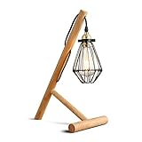 Tischlampe Einfache Halterung Log Holz Tischlampen für Schlafzimmer Arbeitszimmer Wohnzimmer Retro Glühbirne Eisen Käfig Kunst Lampenschirm Schreibtisch Lichter