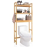 SMIBUY Toilettenregal, WC Regal aus Bambus, 3-stöckiges Verstellbar Waschmaschinenregal, Badezimmerregal, platzsparend, einfache Montage, Natur