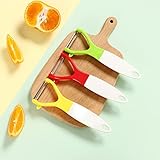 Anoudon 3-teilige Gute Griffe Pendel Schäler-Tomaten- und Kiwi-Schäler, rostfreie Pendel-Klinge, doppelte Kante, gezackte Klinge