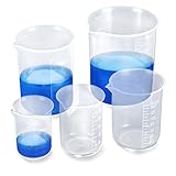 LAOYE Messbecher Set Kunstoff 5 Stk. Messbecher 50ml 100ml 150ml 250ml 500ml Meßbecher aus PP Labor Messbecher mit Maßstab Mark (Transparent)