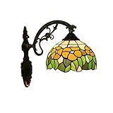 JENCUZ Tiffany Stil Wandlampe Vintage Wandlampe Schlafzimmer Wandleuchte Wohnzimmer Einfachheitmuster Glaslampenschirm Wandbeleuchtung Für Treppenhaus Korridor Flur Kinderzimmer E27