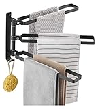 Handtuchständer 3-Bar Swing Handtuchhalter Wandmontierter Badetuchhalter Space Aluminium Klapparm Schwenkbarer Handtuchhalter Mit Haken Für Zuhause für Badezimmer