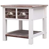 Wakects Nachttisch, Holzkommode, Retro-Landstil, braun und weiß, für Büro, Wohnzimmer, Eingangsbereich
