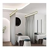 LXHELIVERY Raumteiler Semi Sheer Vorhänge, Wandmontierte U-förmige Spurstange, Für Schlafzimmer Partition, Beauty Salon Mall Salon Lounge Partition Vorhang, Farbe : Hellgrau, Größe : 2