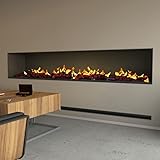 muenkel design Wall fire Electronic PRO - Opti-Myst Elektro-Kamin Wandeinbau inkl. Dekoholz – ohneHeizung – externer Wasseranschluß - Breite 800 mm