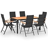 Gartenmöbel Set 5/7-TLG Garten-Essgruppe Schwarz und Braun Gartengarnitur Sitzgruppe Gartenset Sitzgarnitur Lounge Gartentisch Esstisch Tisch Stühle Gartenstuhl
