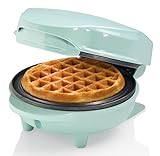 Bestron Mini-Waffeleisen für klassische Waffeln, kleiner Waffelmaker mit Antihaftbeschichtung, für Kindergeburtstage, Familienfeiern, Ostern oder Weihnachten, Retro Design, 550 Watt, Farbe: Mint único