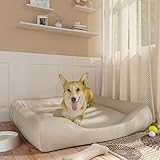 Kuscheliger, Flauschiger Hundeplatz, Katzenbett waschbar Flauschiges Hundebett Hundebett Beige 105x80x25 cm Kunstleder Hunde Hundekissen Flauschig Hundekörbchen Hundesofa