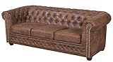 ROVERTI Fresco Sofa 3-Sitzer Chesterfield-Sofa für Wohnzimmer Lounge Couch mit verchromten Füßen Möbel Freistehende Polster Sofas & Couches Couchgarnitur Braun 203 x 86 x 72 cm