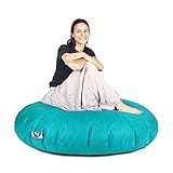 PATCH HOME Patchhome Sitzsack 2 in 1 Sitzkissen Bodenkissen für Erwachsene & Kinder - Gaming mit Füllung Kissen Sessel BeanBag (Ø 125cm, Türkis)