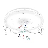 Horevo Badezimmer Deckenleuchte 18W mit Bluetooth Lautsprecher, Musik Farbrhythmus, IP65 Ø28cm Wasserfest Badlampe decke Kaltes Weiß, Badezimmerlampe Deckenlampe für Küche Balkon Flur Wohnzimmer
