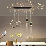 LED Pendelleuchten esstisch Hängeleuchte Schwarz 45W Dimmbar Mit Fernbedienung Pendellampe Moderne Hängelampe Höhenverstellbar Esszimmerlampen für Esszimmer Wohnzimmer Küche Bar Lampen 100cm (Schwarz)