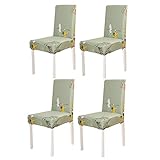 PLUS PO Stuhlhussen günstig Stretch stuhlhussen kaufen Abdeckungen für esszimmer stühle Esszimmer Stuhl Abdeckung Sitzbezüge stühle Esszimmer Stuhl Kissen Set of 4,Green