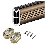 AAKOMA Ovale Kleiderstangen Aus Aluminiumlegierung Mit Gedämpftem Anti-Rutsch-Streifen, An Der Garderobe/Schrank/Balkon An Der Wand Montierte Hängende Kleiderstange, Belastung 150 Kg/330 Lbs/Champagne