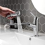 Amazon Brand - Umi Armatur Bad Ausziehbar - Wasserhahn Bad mit 2 Strahlarten Brause - Badarmatur aus Messing - Herausziehbar ca. 40 cm