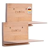 EXOTIA®️ - Schwebendes Bücherregal - 2er Set aus nachhaltigem Bambus - platzsparendes schweberegal - bücherregal klein - unsichtbares bücherregal - inkl. Montageset