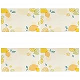 Tischsets Abwaschbar 6Er Set,Tischsets Für Den Esstisch, Sommerbeige, Baumwollleinen, Tischset, Zitronenfrucht-Druck, Hitzebeständig, Tischset, Restaurant, Dinner-Party-Dekorationen, 6 Stück