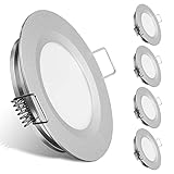 LED Einbaustrahler 12V LED Spot IP44 3W Einbauleuchte 215LM Deckenleuchte Loch 58-65mm für Wohnmobil Boot Wohnwagen Voll Aluminium 4er Set Warmweiß 3000K (Silber)