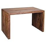 WOHNLING Schreibtisch BOHA Massiv-Holz Sheesham Computertisch 120 cm breit Echtholz Design Ablage Büro-Tisch Landhaus-Stil Natur-Produkt Büro-Möbel dunkel-braun Modern Büroeinrichtung rechteckig 76 cm hoch