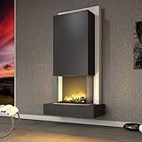 muenkel design Arco - Opti-Myst Elektrokamin Kaminofen Kamin - mit Heizung (Engine 56) - Naturstein Negro Schiefer Schwarz - Rauchfang Schwarz-Grau